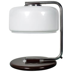 Zonca Mid-Century Chrome Metal and White Glass Swivel Table Lamp, Italy, 1970s