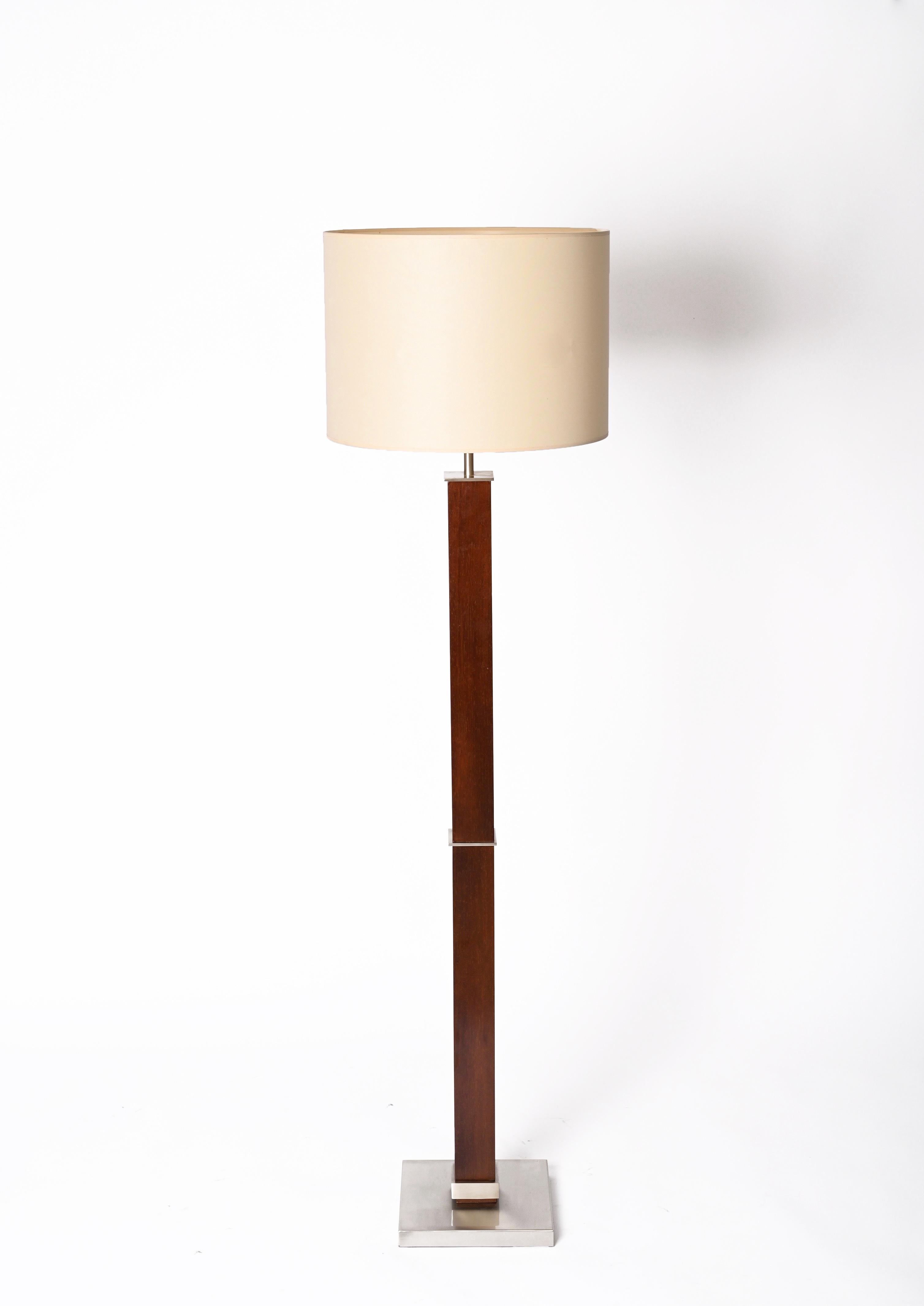 Zonca Voghera Minimal Midcentury Italian Wood and Steel Floor Lamp, 1980s For Sale 5