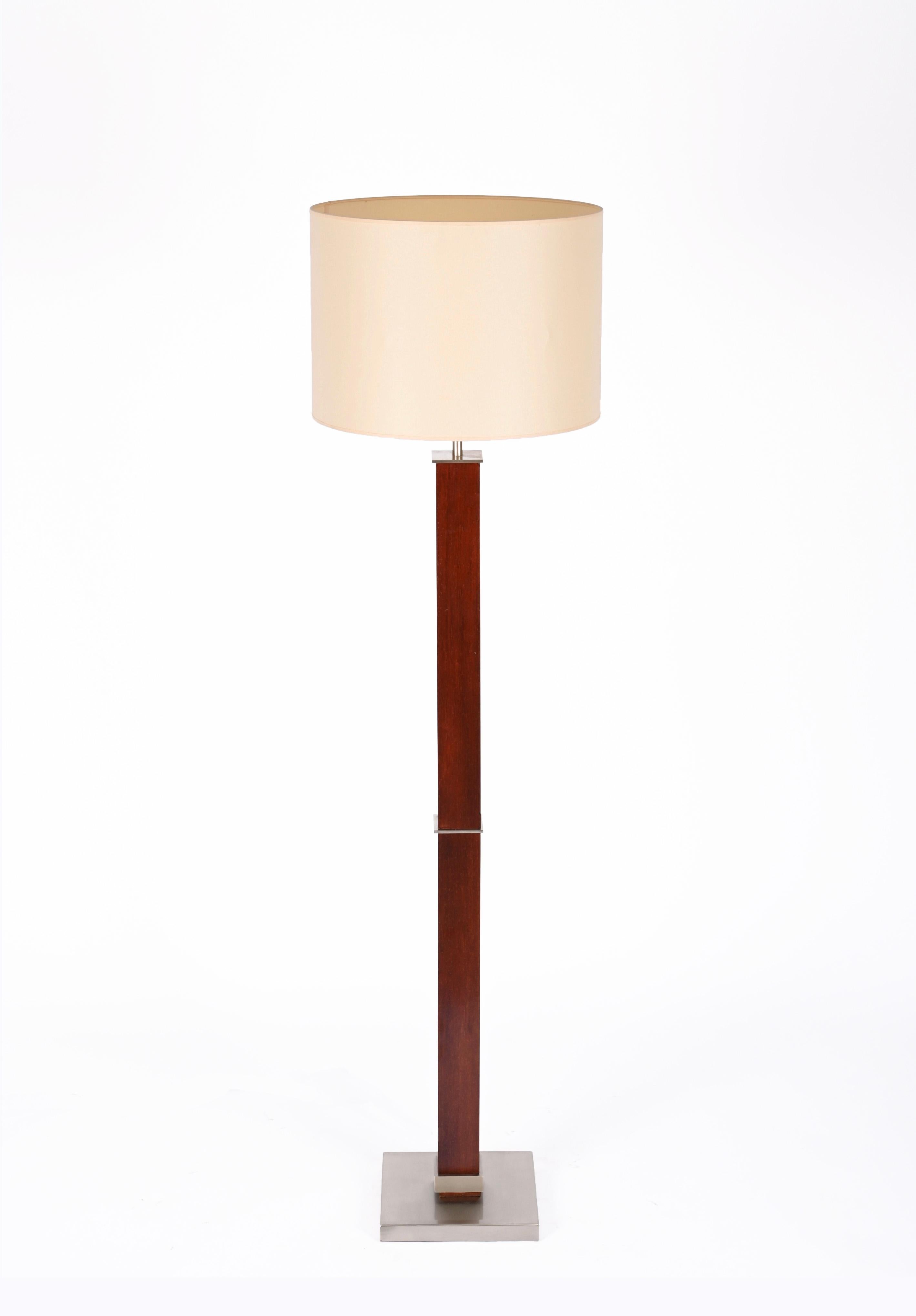 Zonca Voghera Minimal Midcentury Italian Wood and Steel Floor Lamp, 1980s For Sale 6