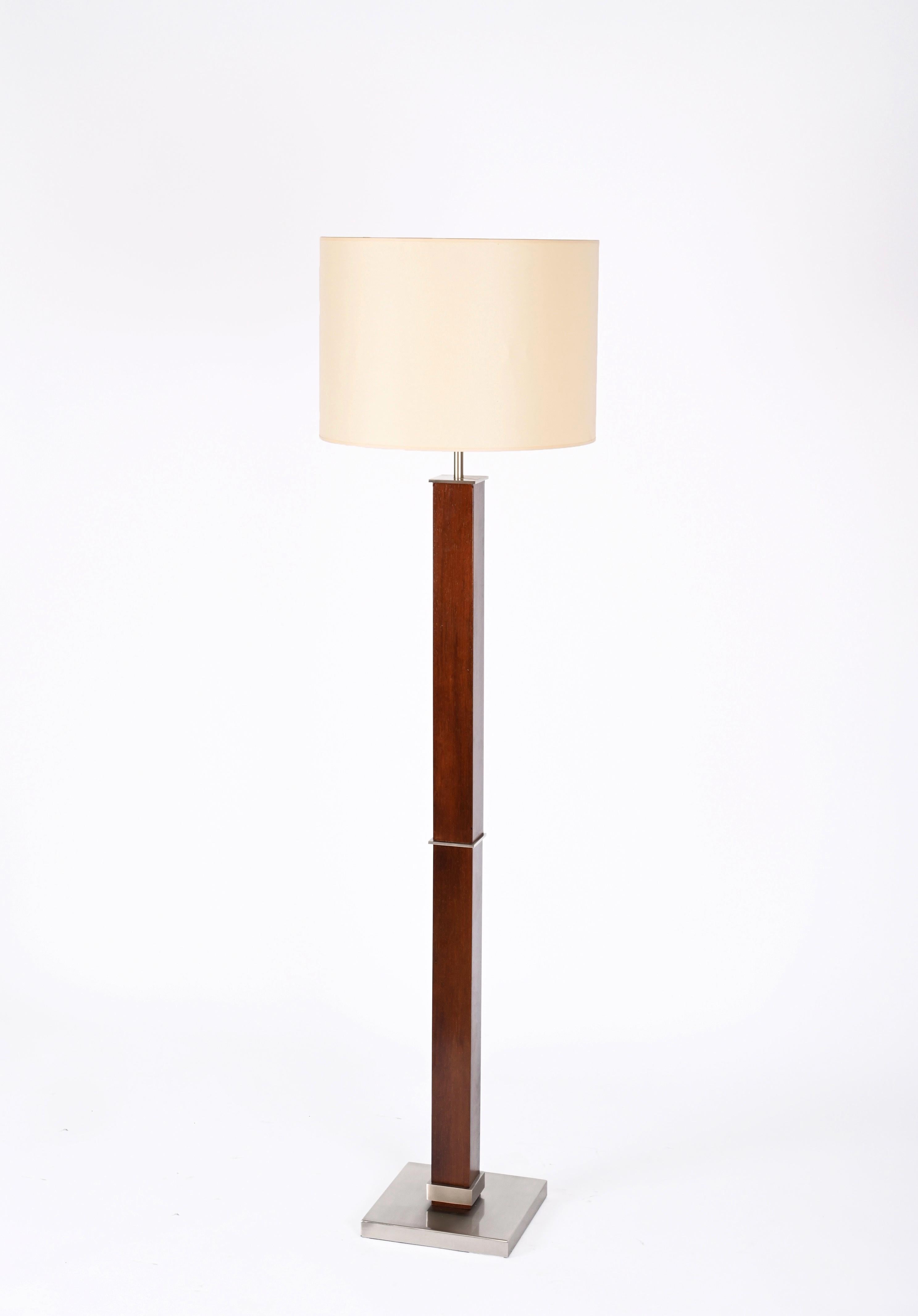 Zonca Voghera Minimal Midcentury Italian Wood and Steel Floor Lamp, 1980s 6