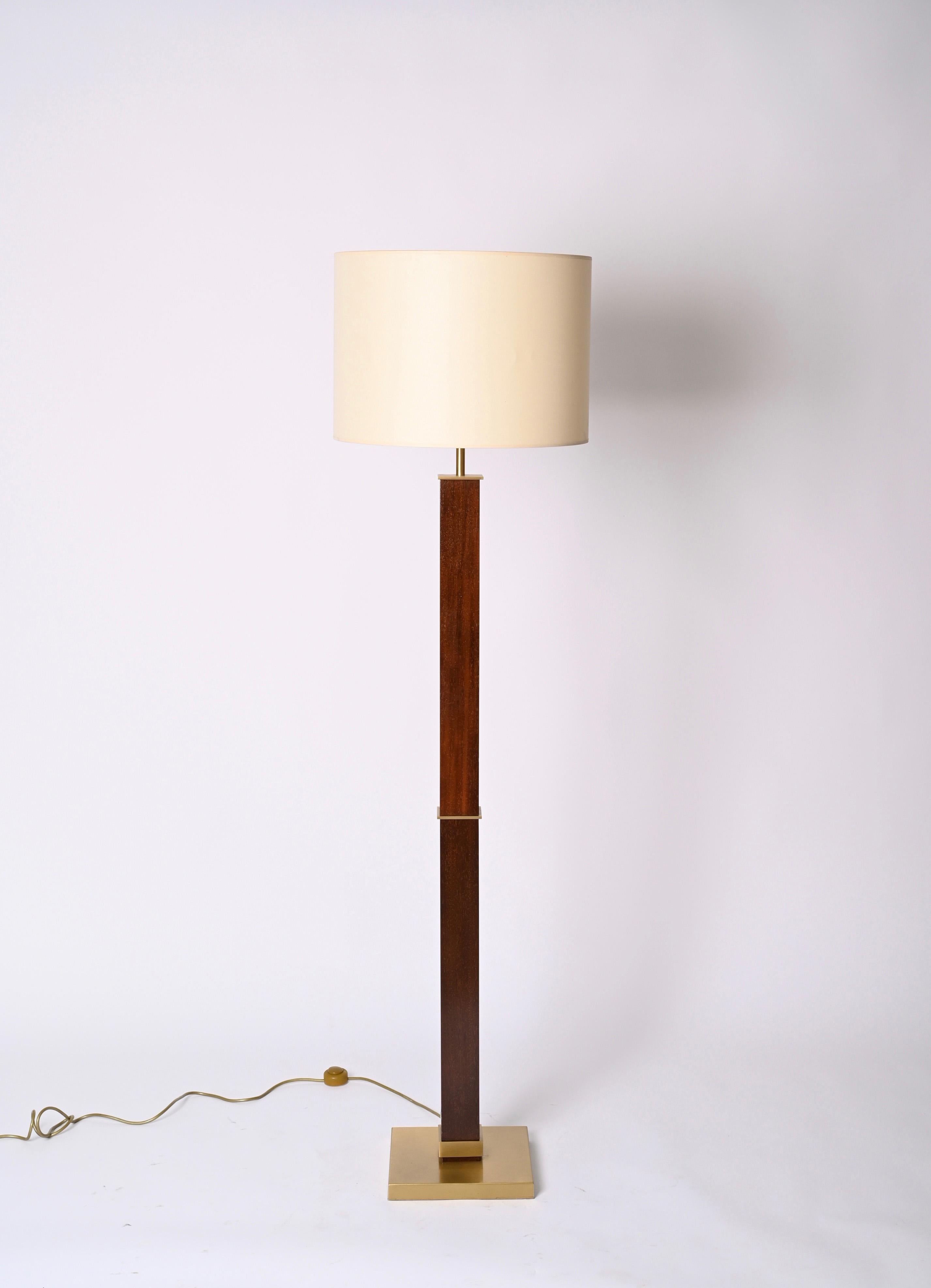 Zonca Voghera Minimalistische italienische Stehlampe aus Holz und Stahl aus der Mitte des Jahrhunderts, 1980er Jahre im Angebot 7