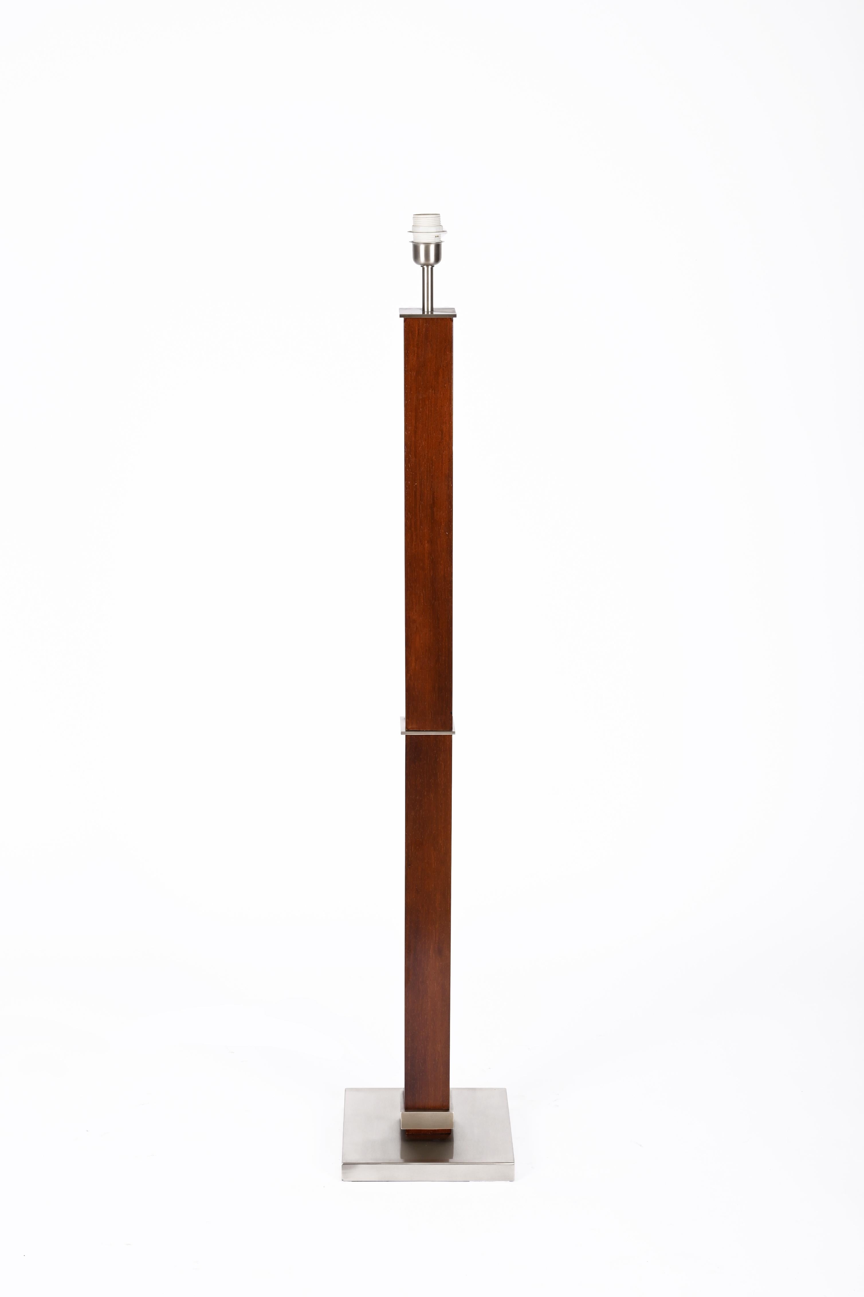 Mid-Century Modern Zonca Voghera Minimal Midcentury Italian Wood and Steel Floor Lamp, 1980s For Sale