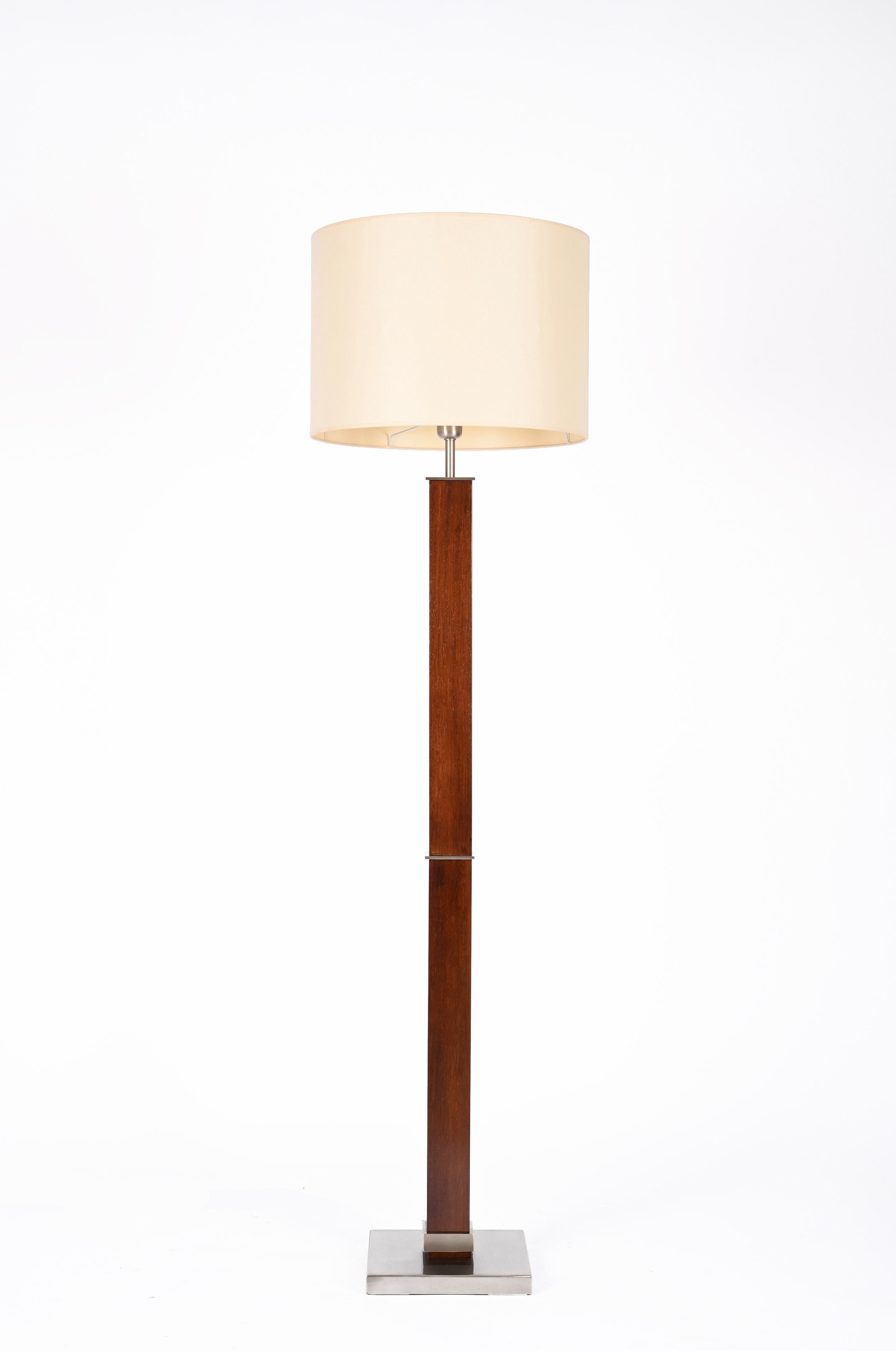 Zonca Voghera Minimal Midcentury Italian Wood and Steel Floor Lamp, 1980s In Good Condition For Sale In Roma, IT