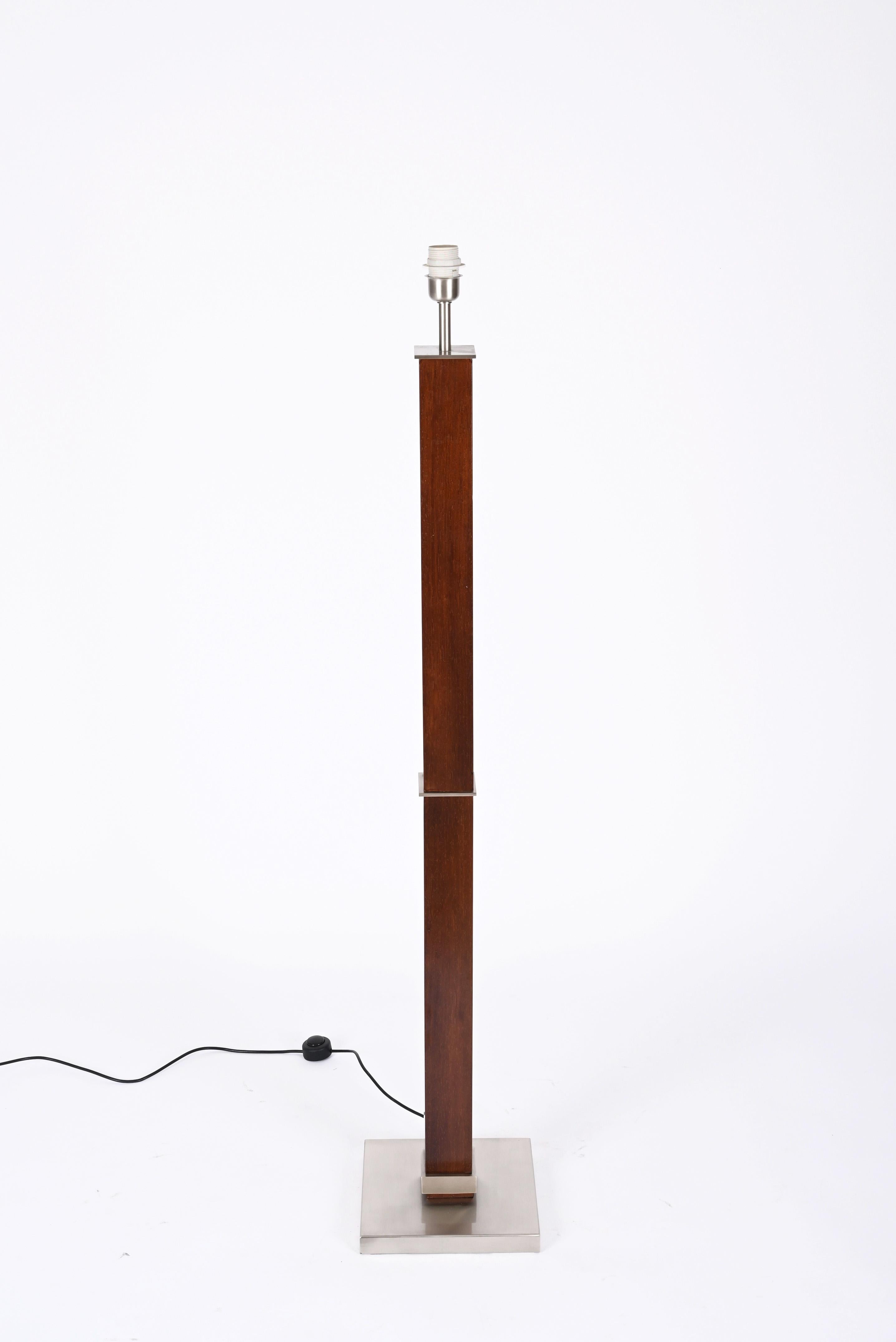 Zonca Voghera Minimal Midcentury Italian Wood and Steel Floor Lamp, 1980s For Sale 2