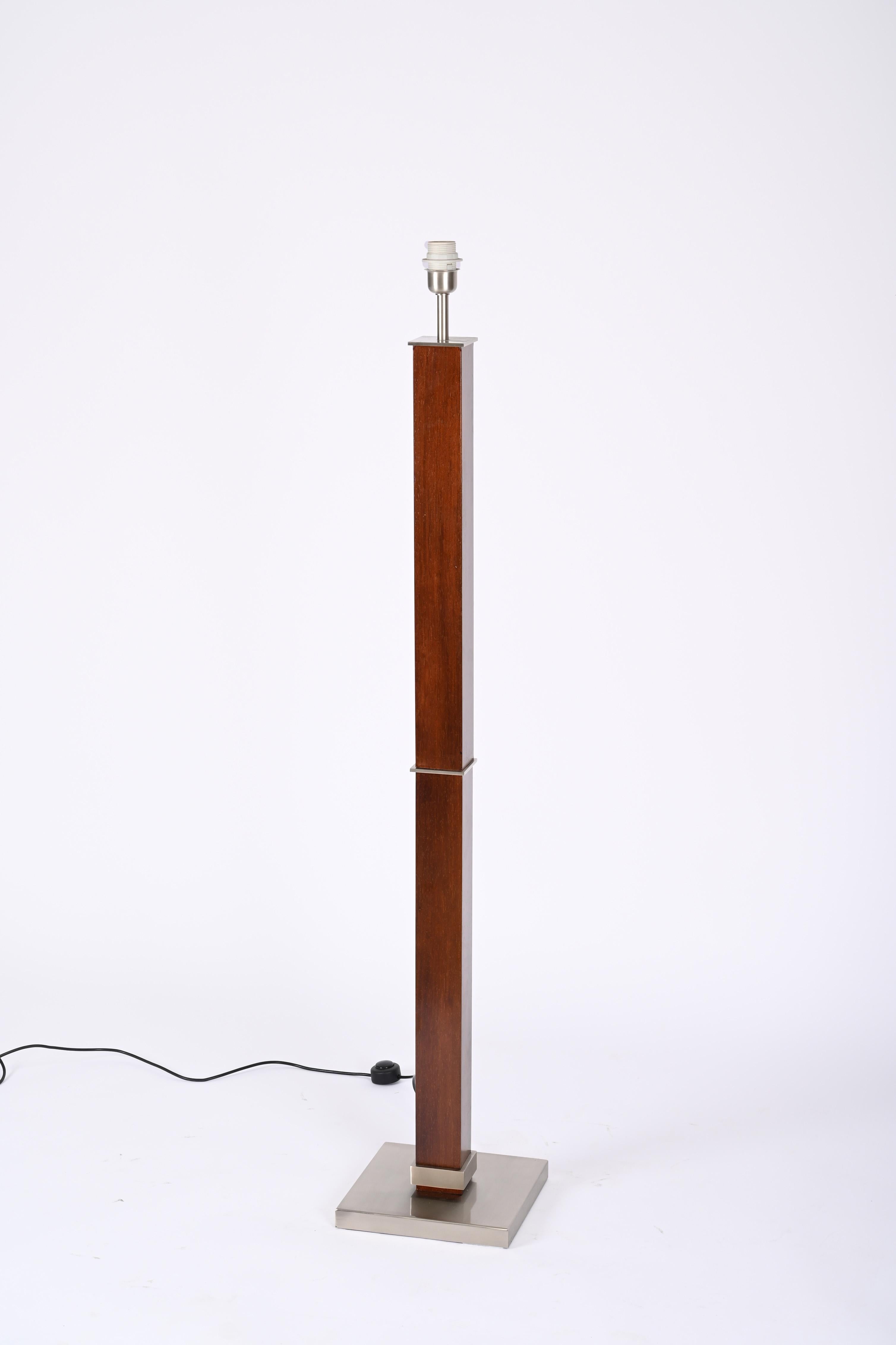 Zonca Voghera Minimal Midcentury Italian Wood and Steel Floor Lamp, 1980s For Sale 4