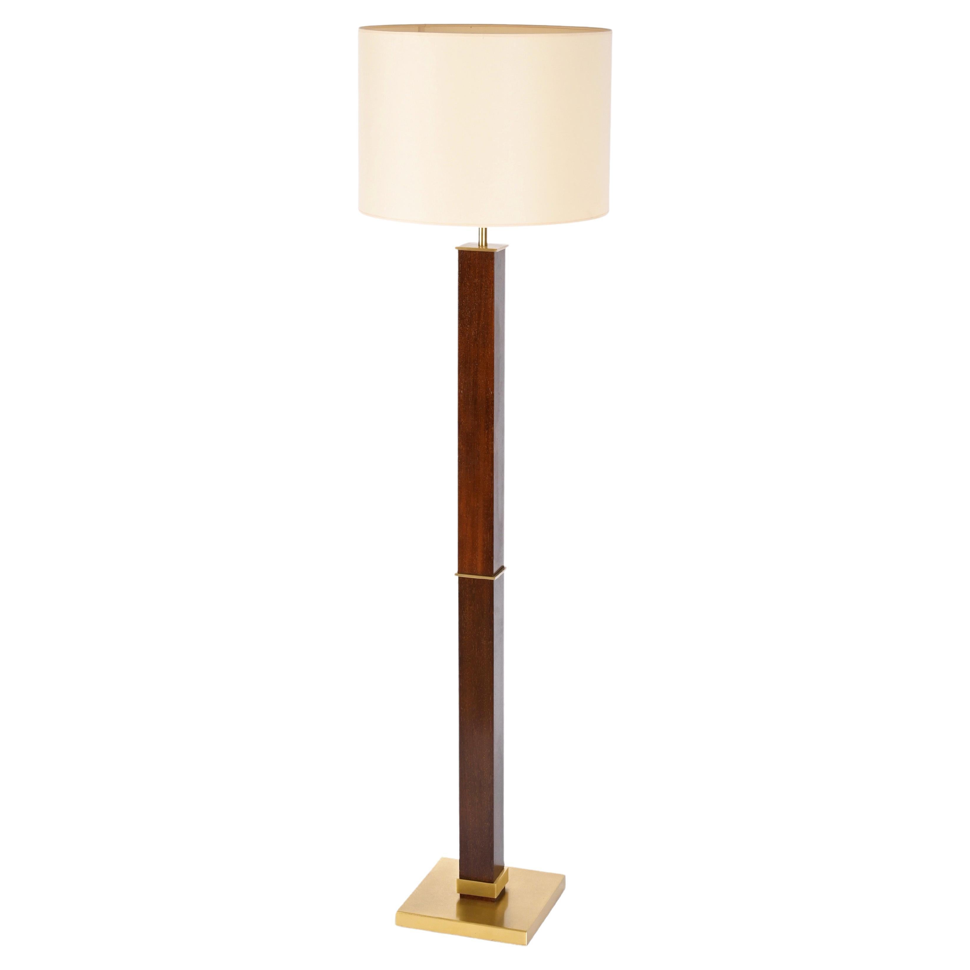 Zonca Voghera Minimal Mid-Century Italian Wood and Steel Floor Lamp, 1980s For Sale