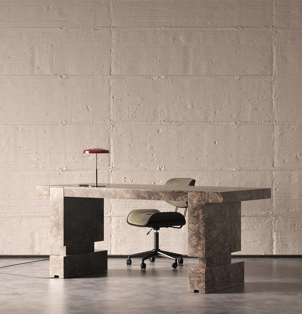 Turkish Zone Desk - Oak Root by Hermhaus For Sale