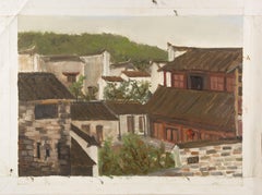Zongjie Sun Paesaggio Olio Originale Su Tela "Vecchi Edifici"