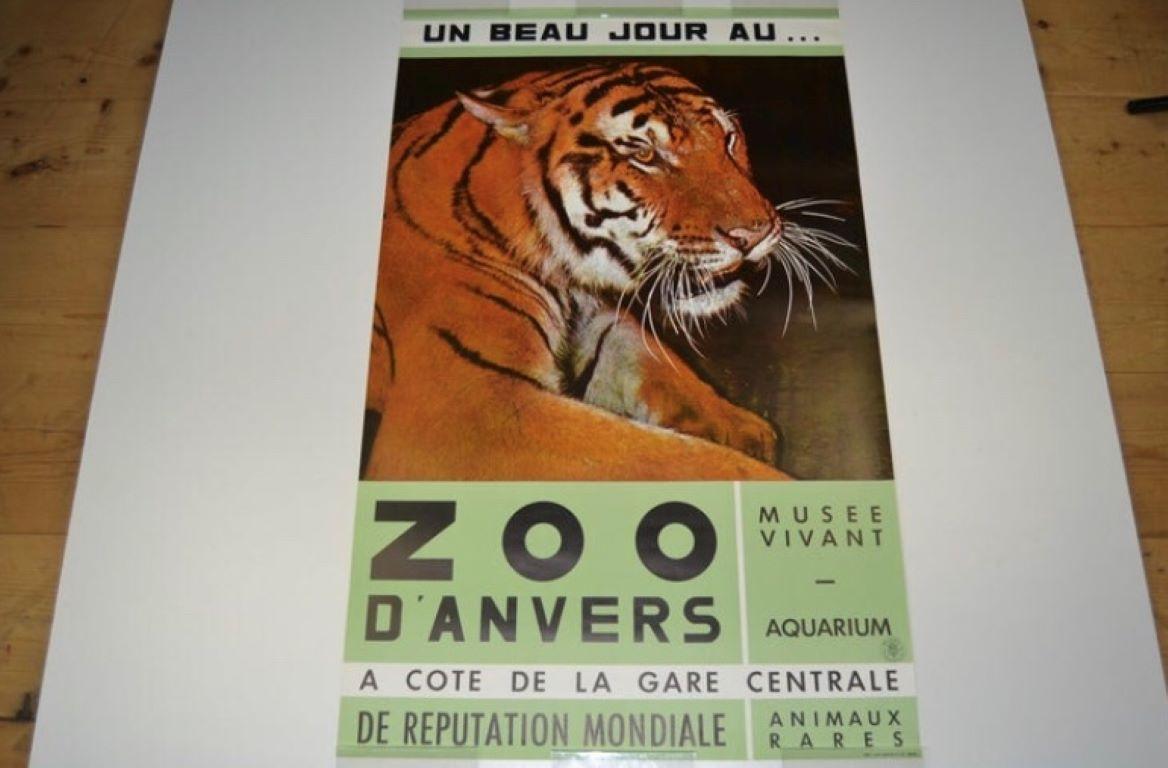Antwerpener Zoo-Poster mit Tiger, 1960er-Jahre im Angebot 8