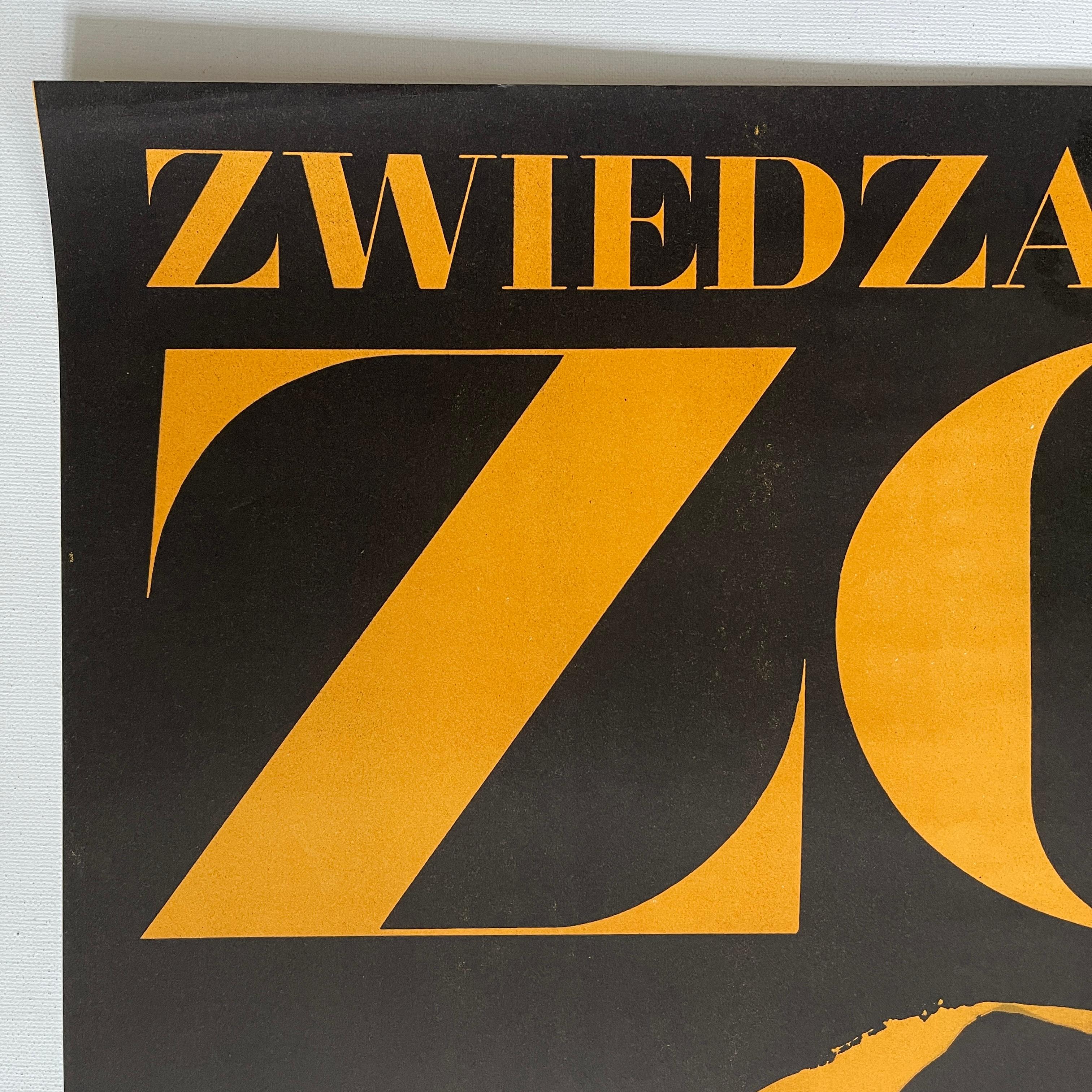 Mid-20th Century Zoo Tiger, Vintage Polish Advertising Poster by Waldemar Swierzy, 1967 For Sale