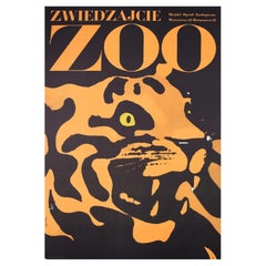 Zoo Tiger, polnisches Vintage-Werbeplakat von Waldemar Swierzy, 1967