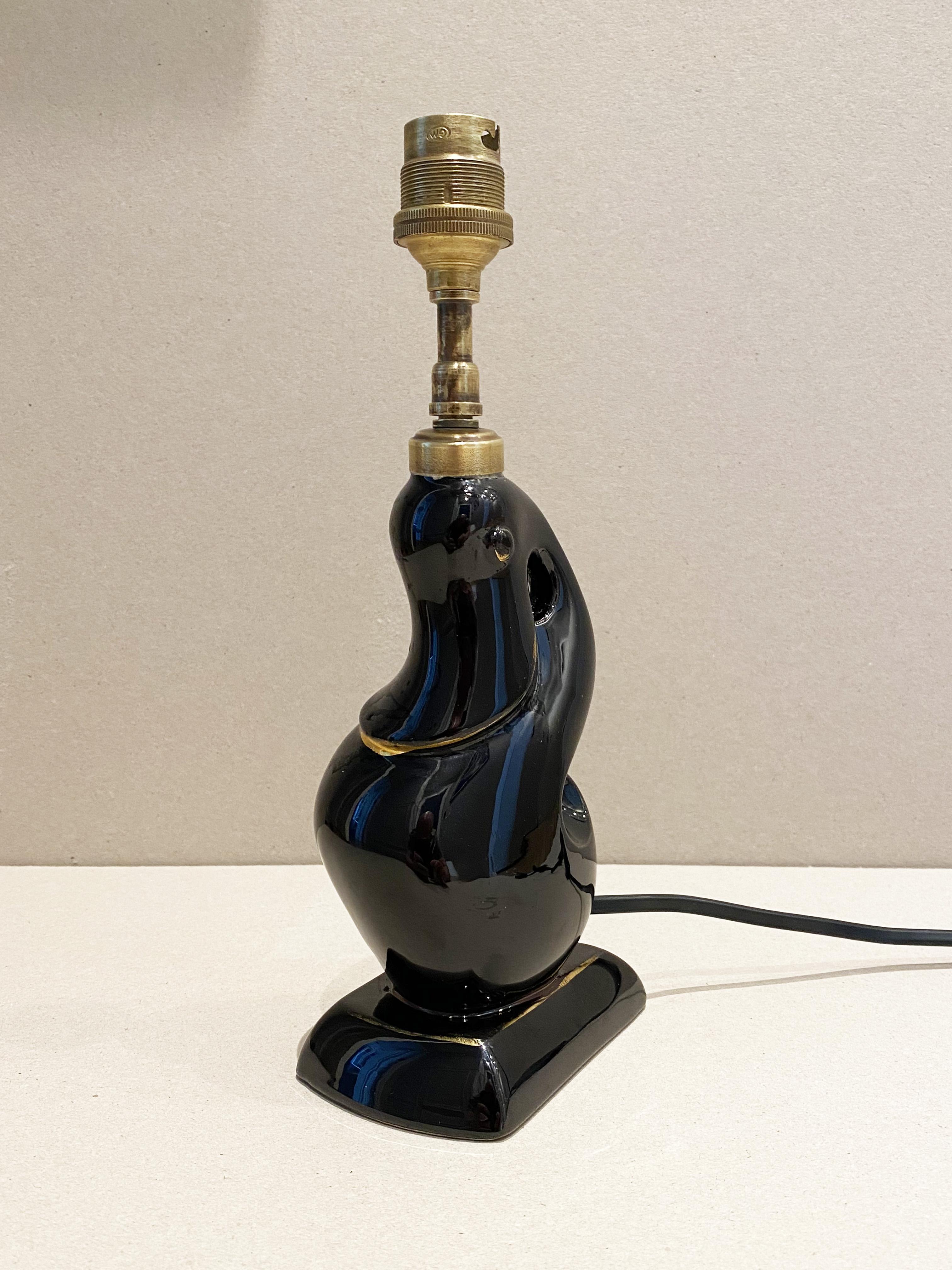 Lampada zoomorfa in ceramica di CAB (Céramique Artistique de Bordeaux) per Primavera, 1930