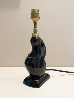 Lampe zoomorphe en céramique noire de CAB pour Primavera, années 1930