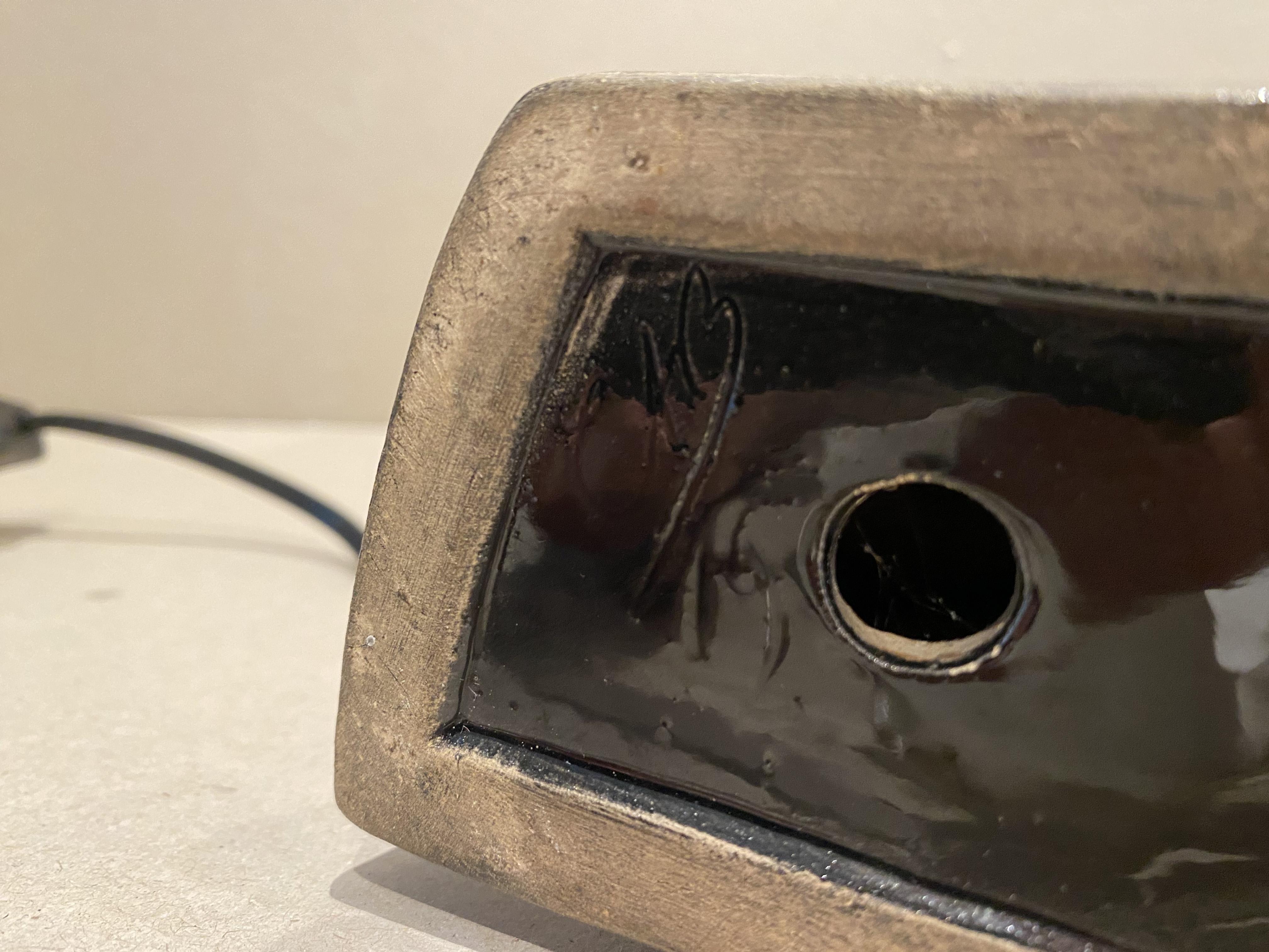 Metà XX secolo Lampada zoomorfa in ceramica nera di CAB per Primavera, 1930. in vendita