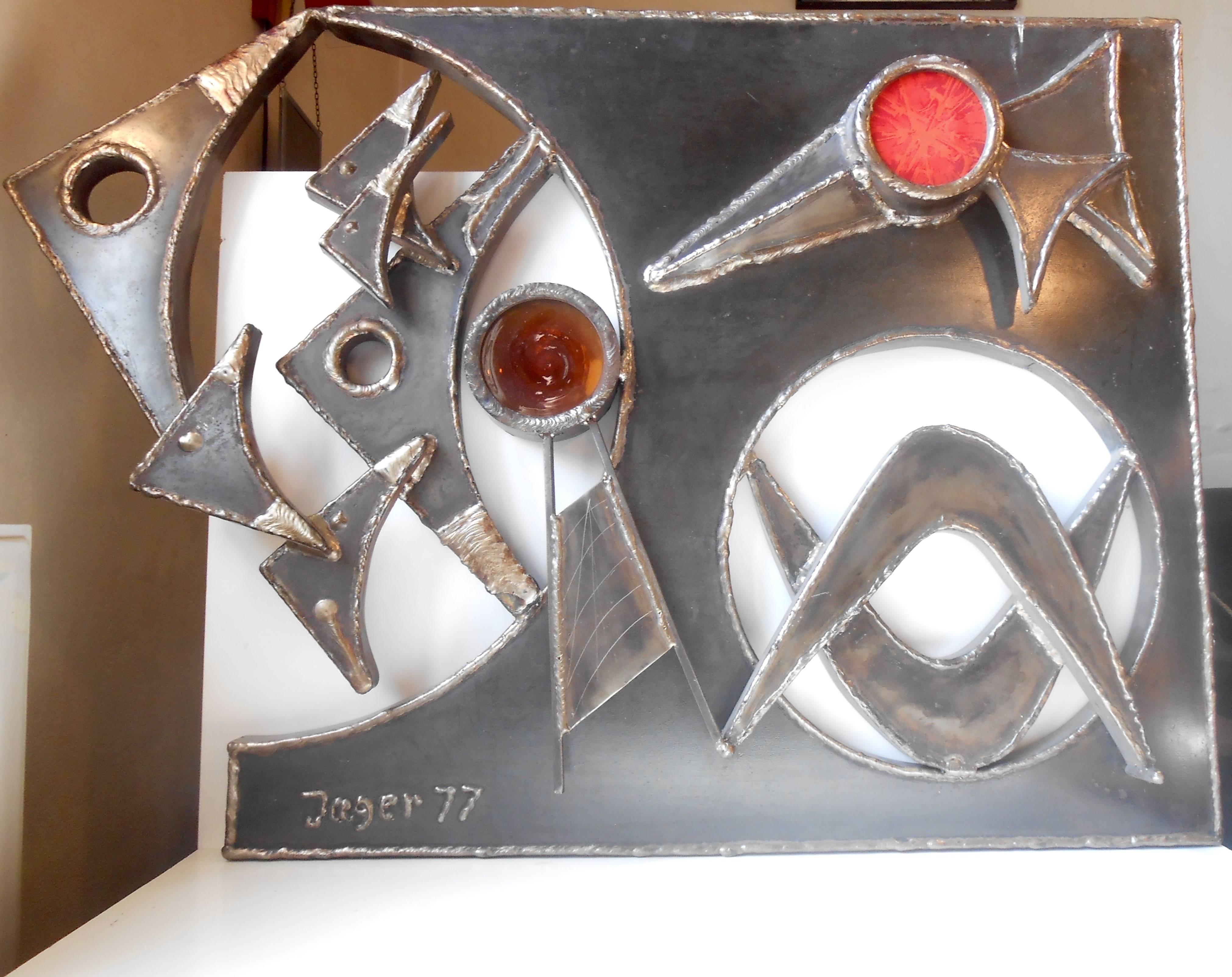 Late 20th Century Zoomorphic Brutalist Iron Wall Sculpture by Danish Artist Jäger, Denmark For Sale