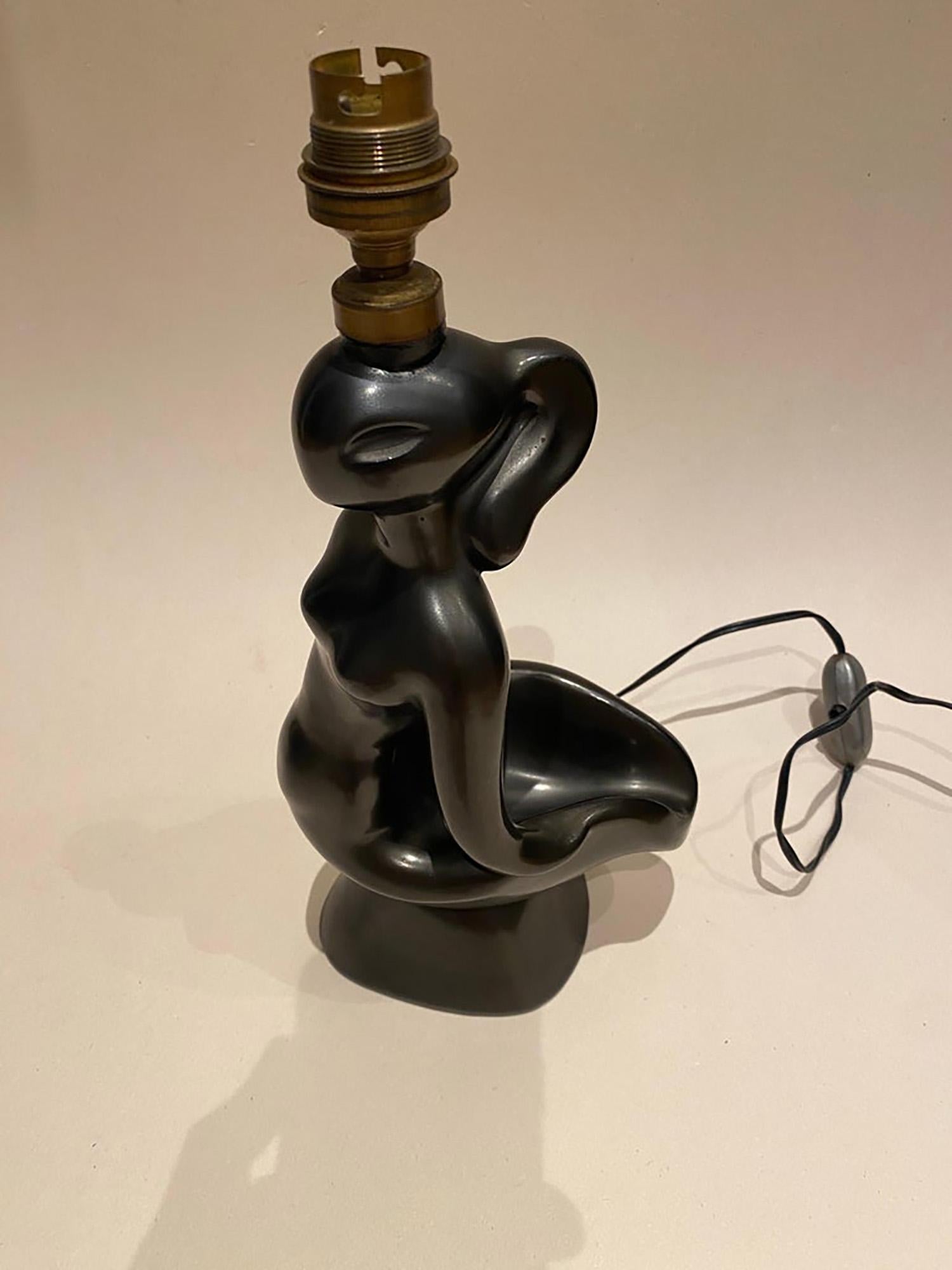 Zoomorphe Keramiklampe von Gil Agnoloni im Stil von Georges Jouve, 1950er Jahre. im Angebot 3