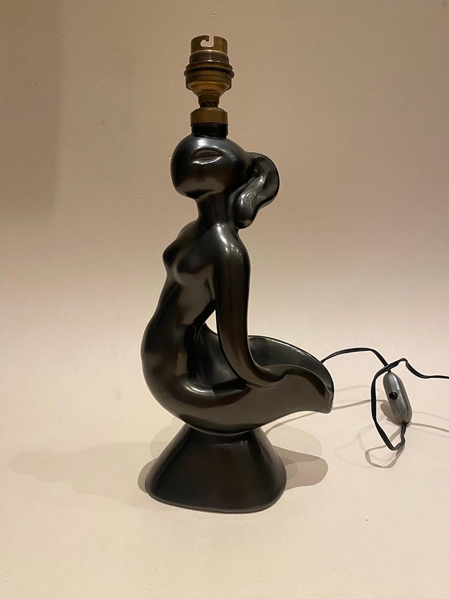 Zoomorphe Keramiklampe von Gil Agnoloni im Stil von Georges Jouve, 1950er Jahre. im Angebot 4