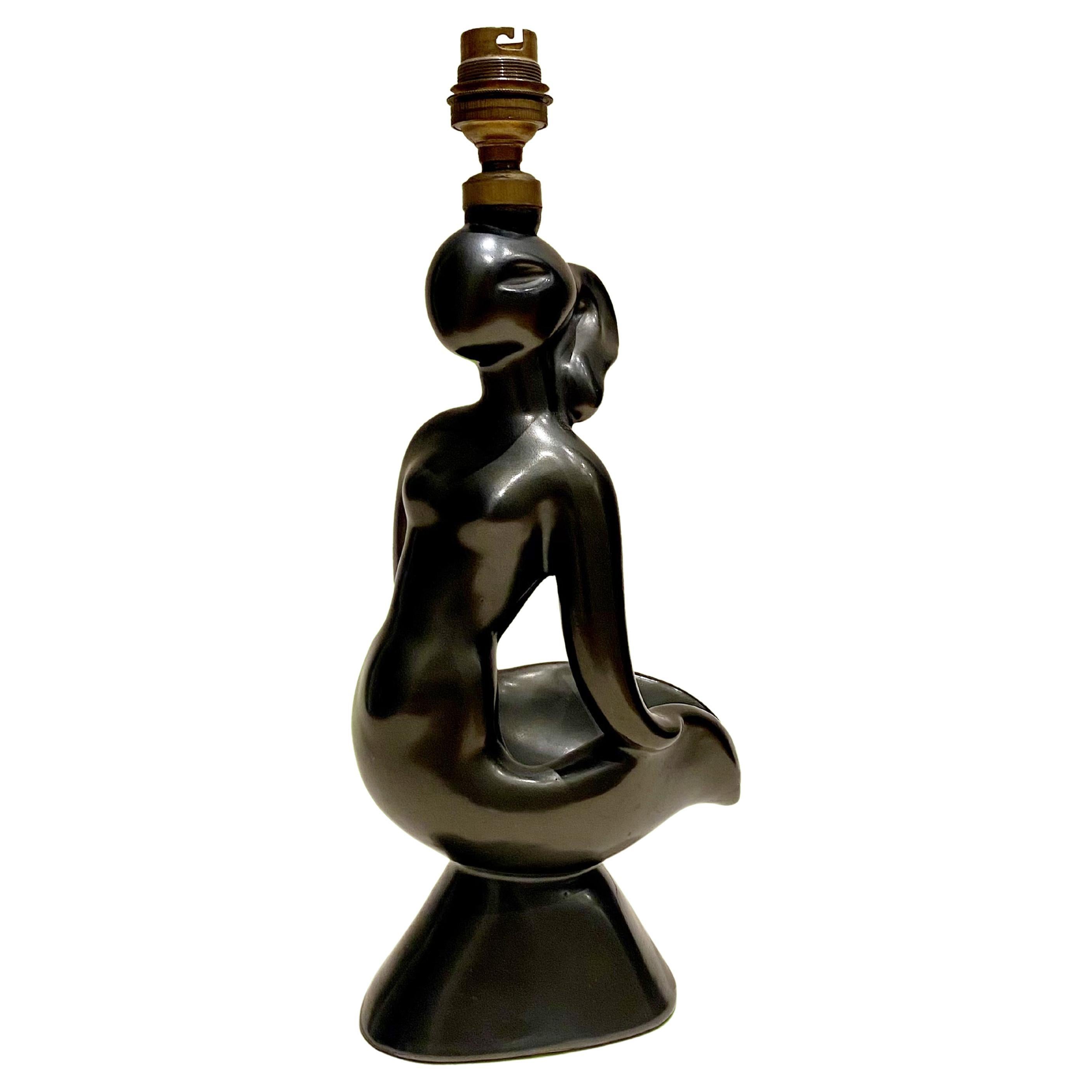 Zoomorphic Ceramic Lamp by Gil Agnoloni in the style of Georges Jouve, 1950s.