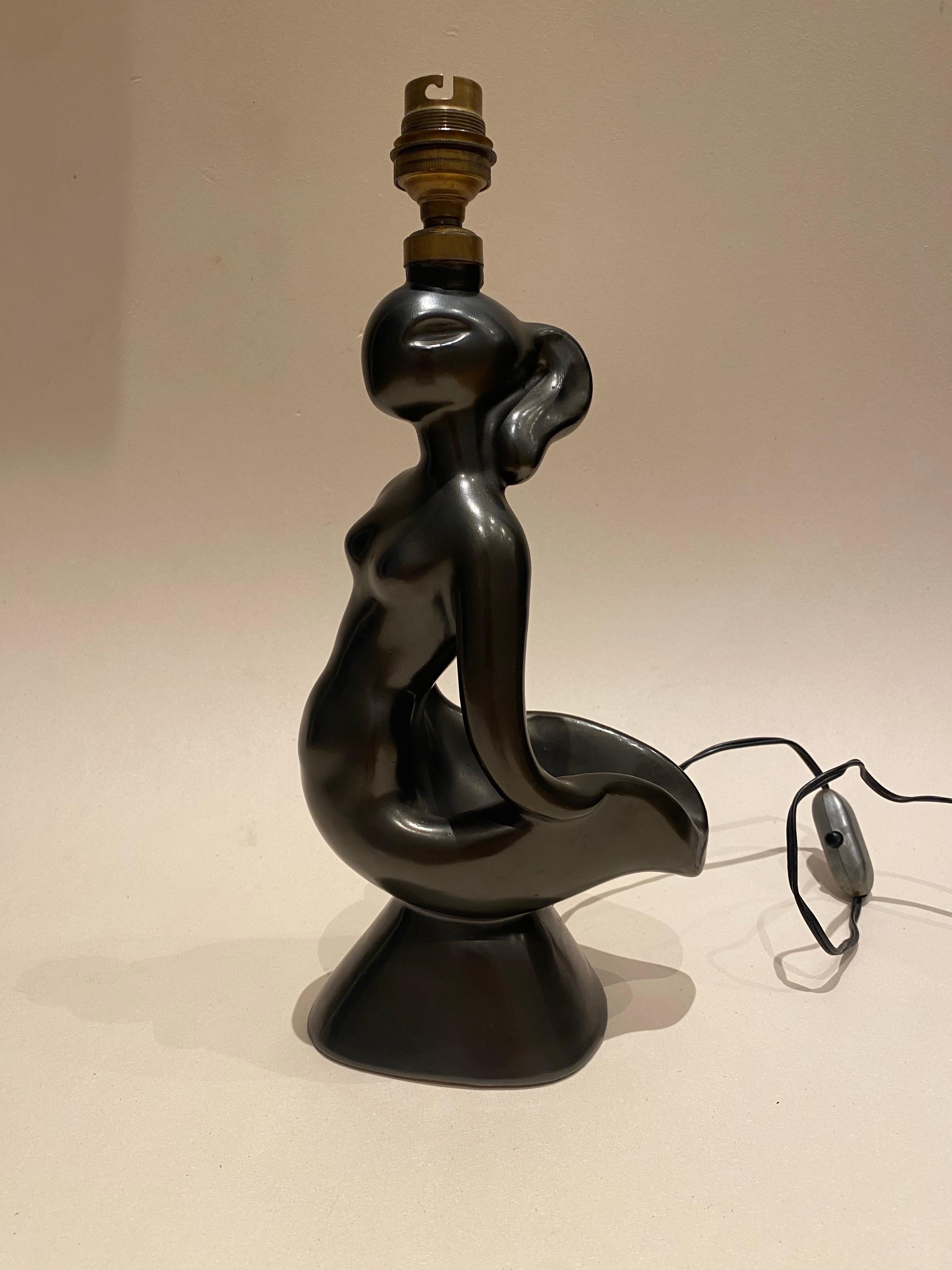 Lámpara zoomorfa de cerámica de Gil Agnoloni In the style of Georges Jouve, años 50. Moderno de mediados de siglo en venta