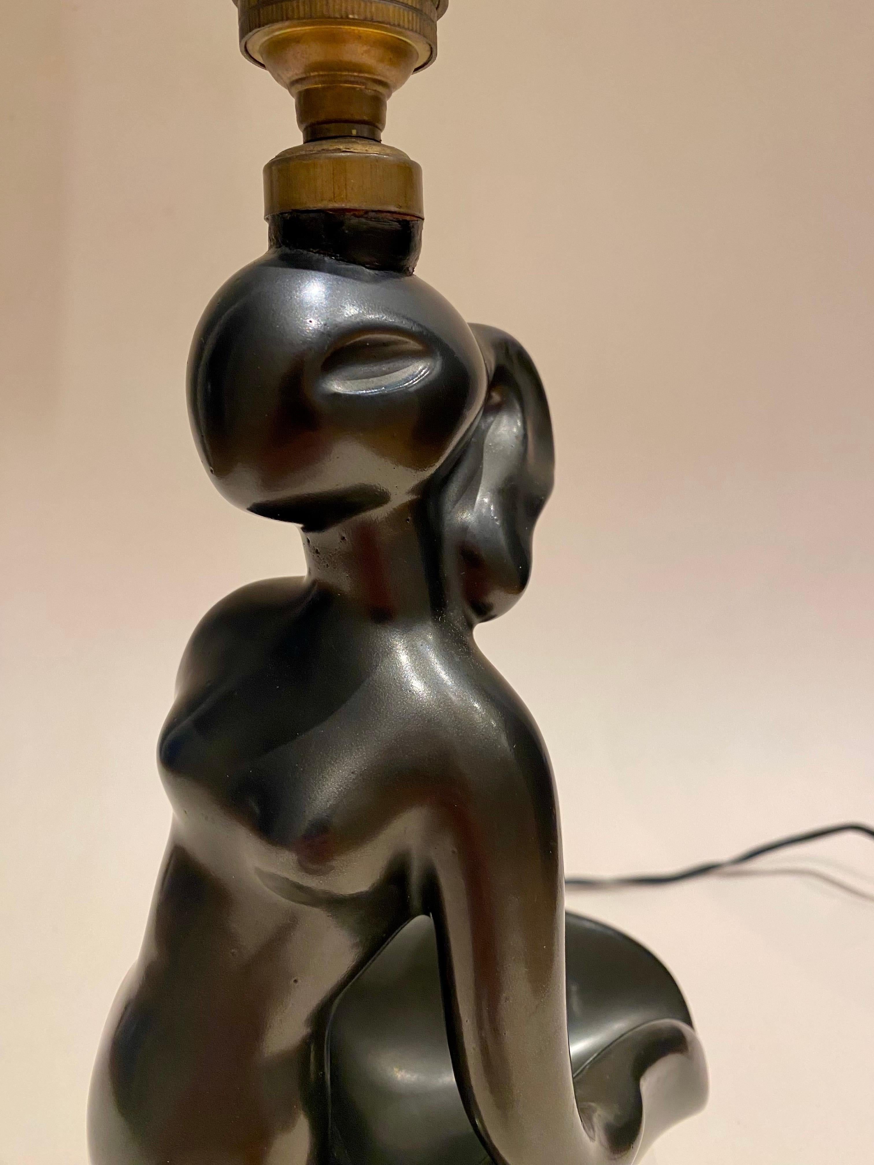 Lámpara zoomorfa de cerámica de Gil Agnoloni In the style of Georges Jouve, años 50. mediados del siglo XX en venta