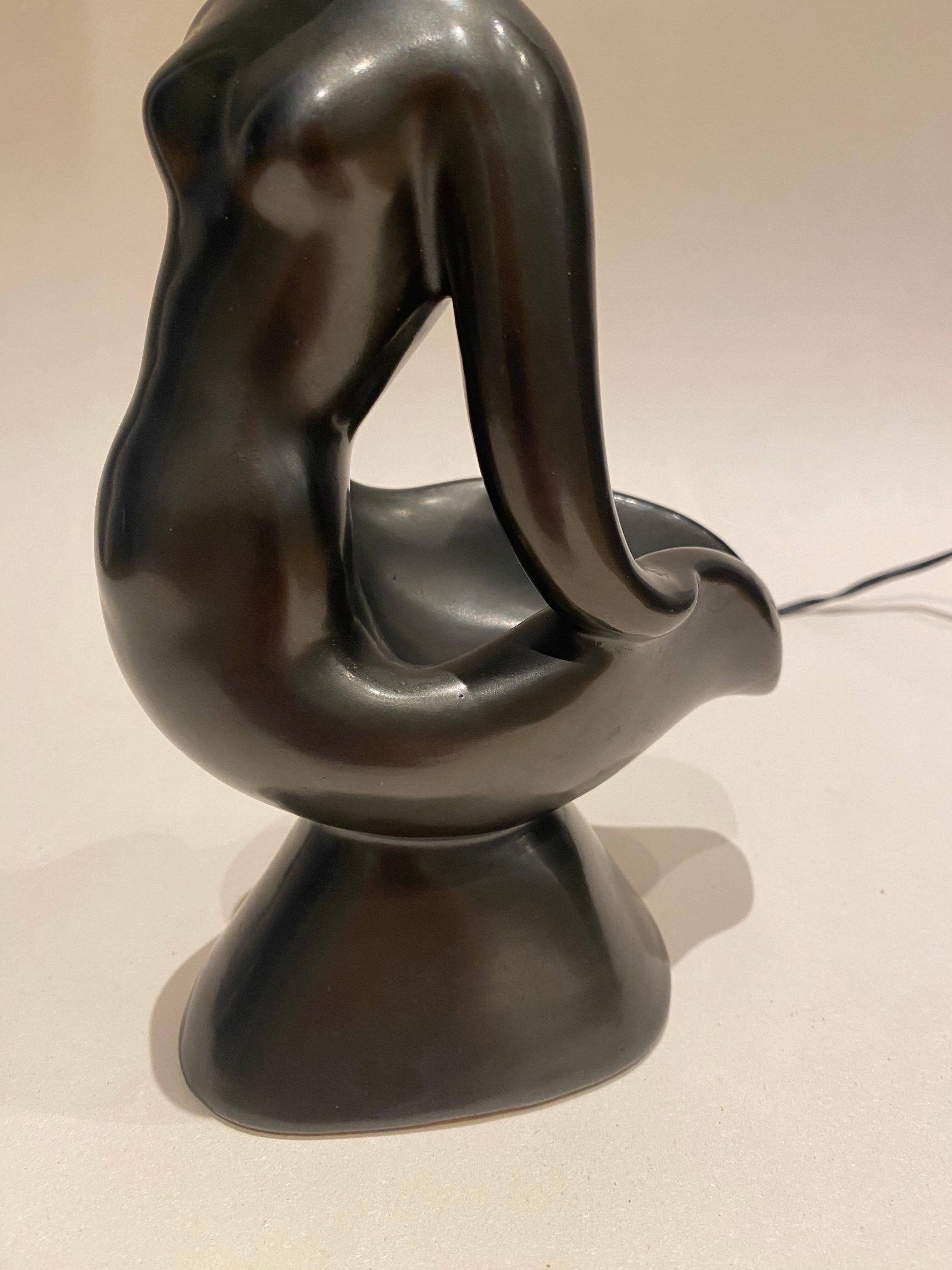 Lámpara zoomorfa de cerámica de Gil Agnoloni In the style of Georges Jouve, años 50. en venta 1