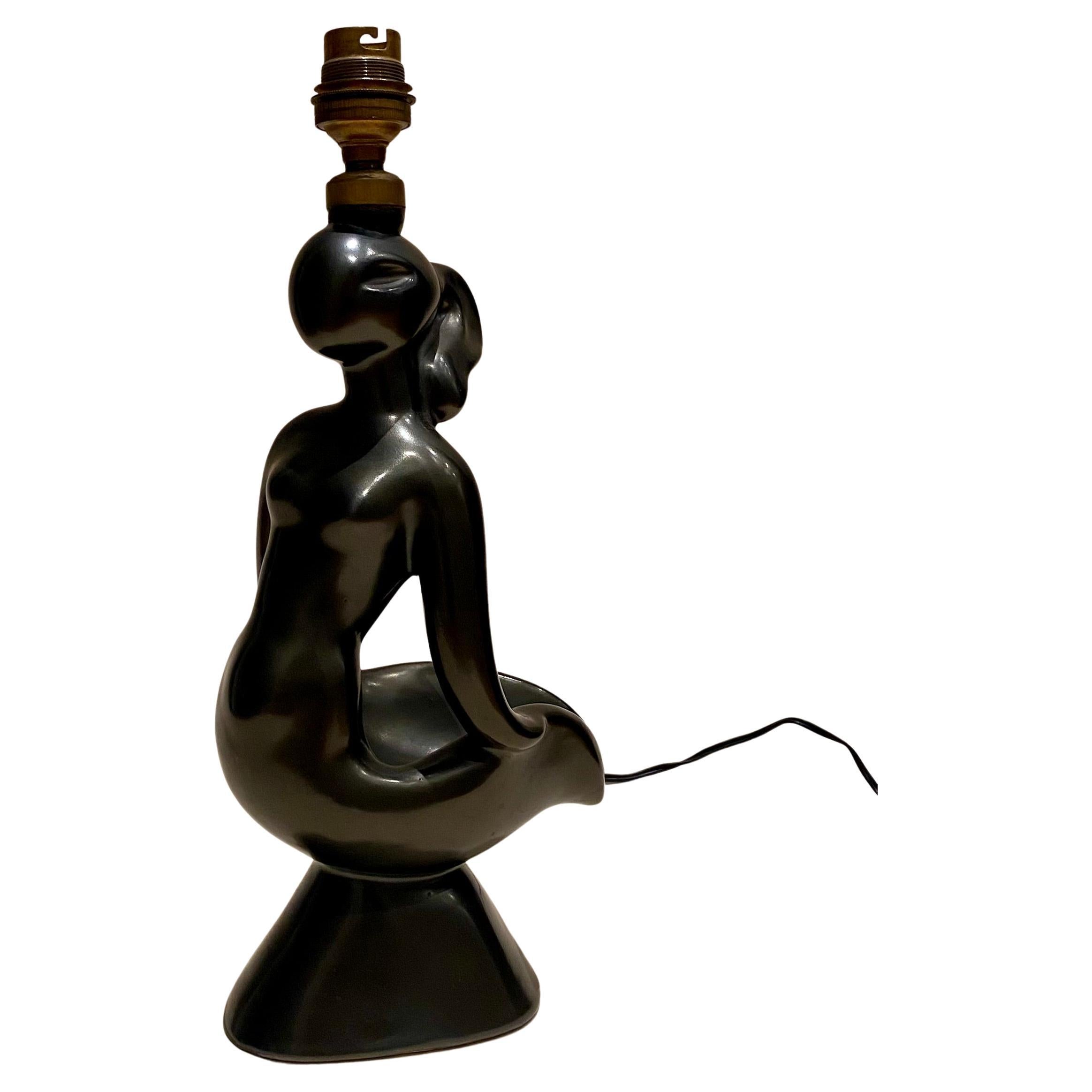 Zoomorphic Ceramic Lamp by Gil Agnoloni in the style of Georges Jouve, 1950s.