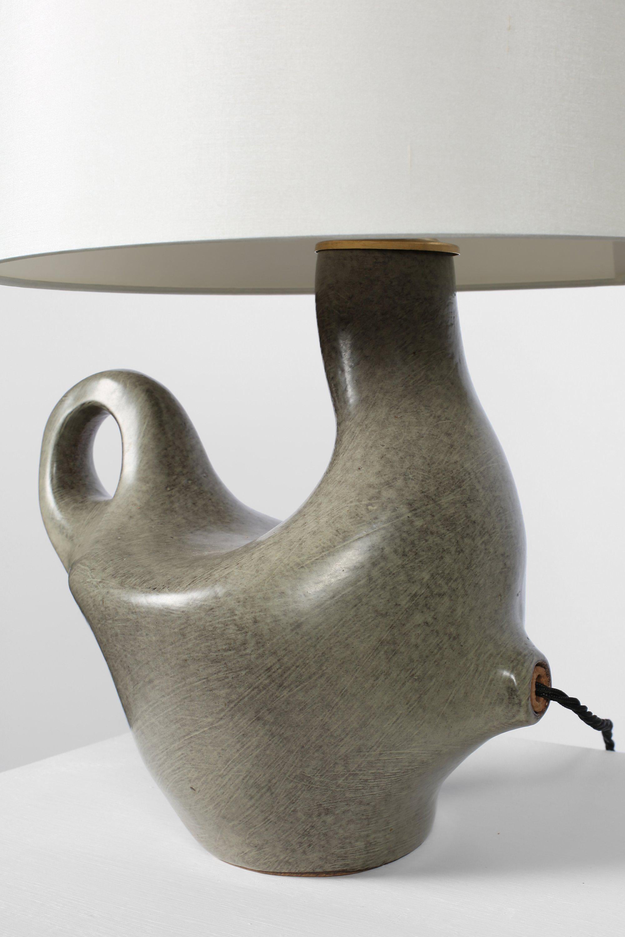Mid-Century Modern Zoomorphic Ceramic Lamp by Max Idlas