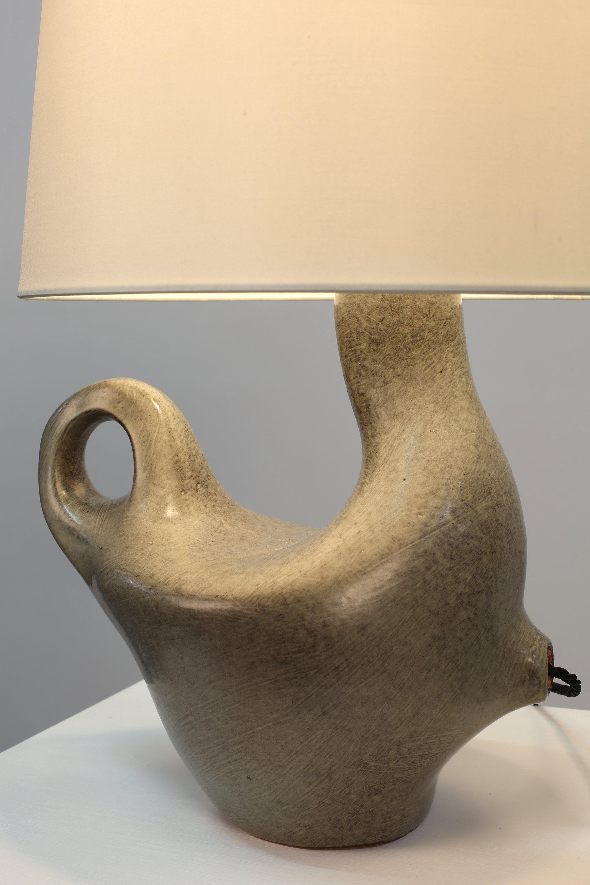 French Zoomorphic Ceramic Lamp by Max Idlas