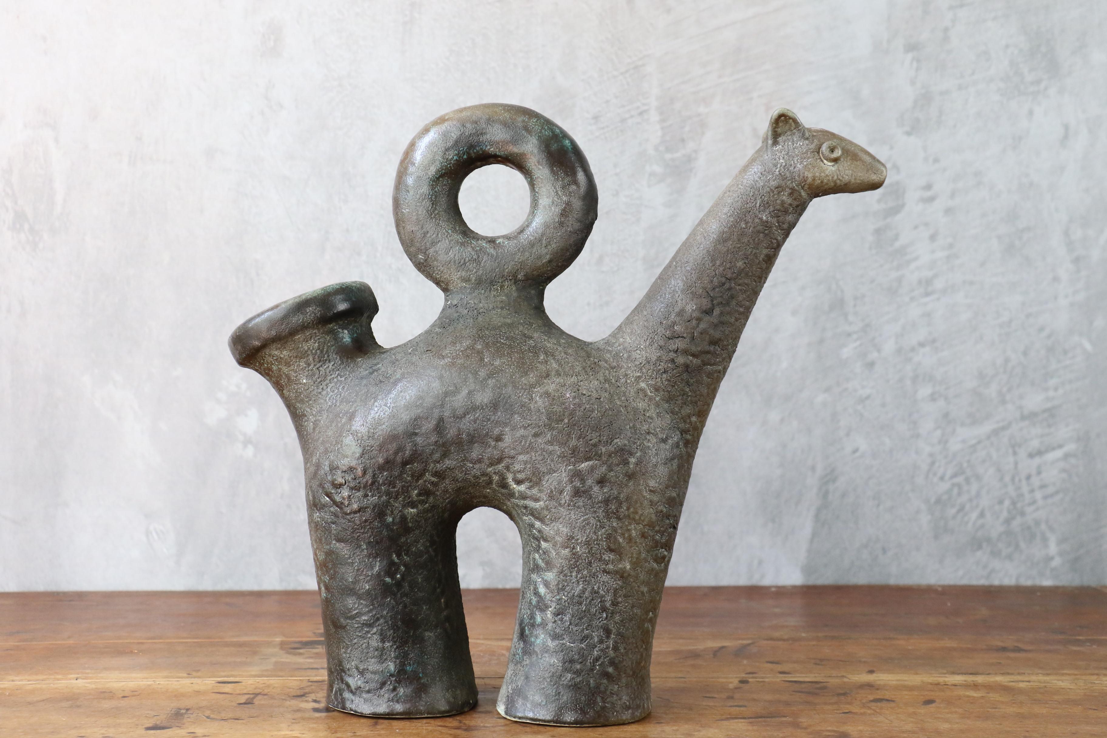 Mid-Century Modern Zoomorphic Mid-century ceramic signed by René Maurel, era Jouve, Blin For Sale