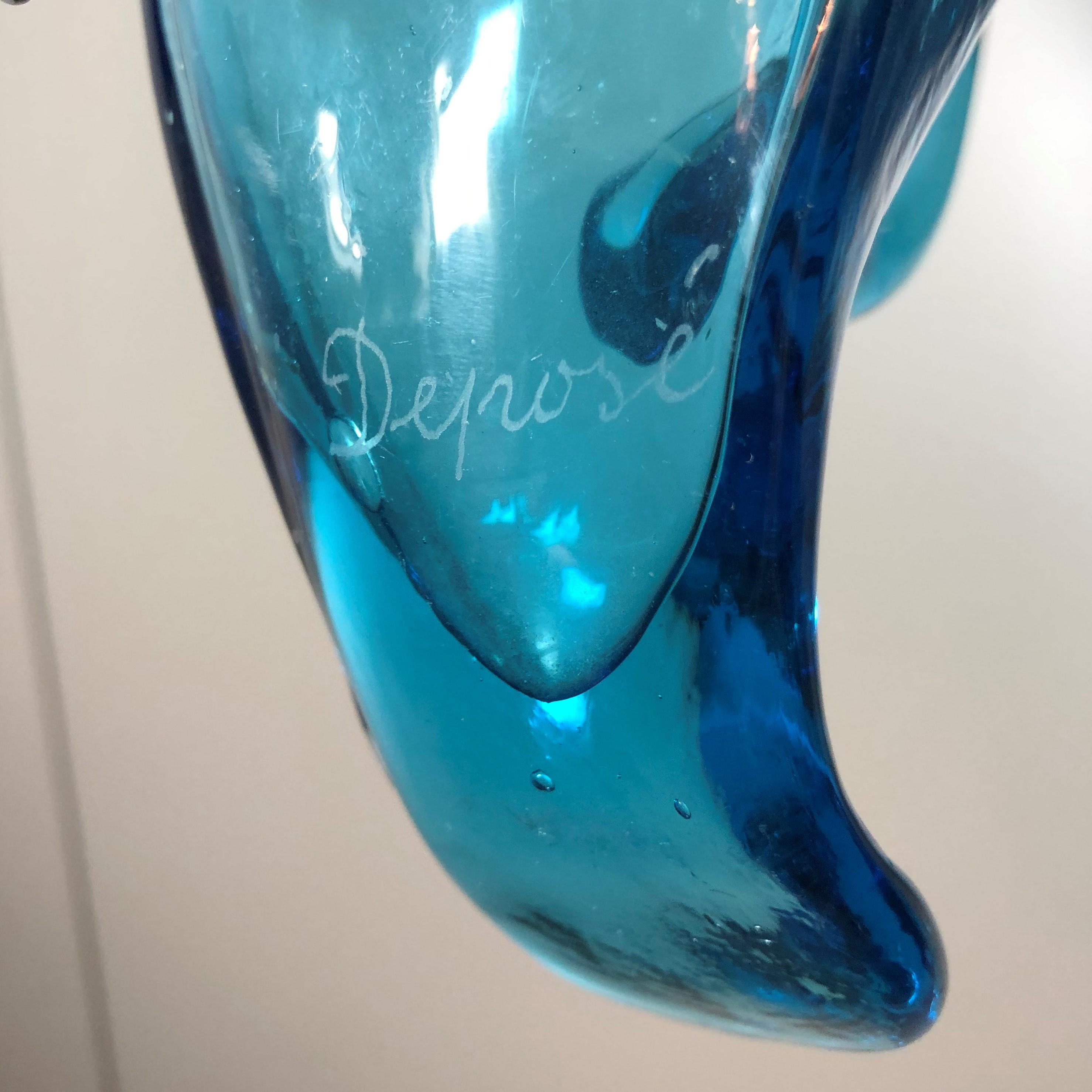 Blaues französisches Glas mit Teilergießereien, Ende des 19. Jahrhunderts (Versilberung) im Angebot