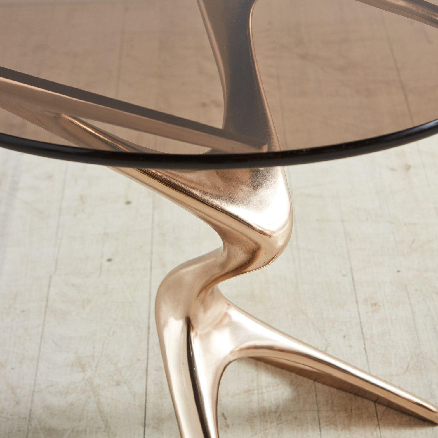 Mid-Century Modern Zora Drink Table in Polished Bronze by Karl Geckler For Sale