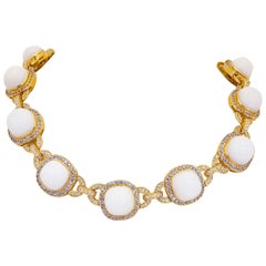 Zorab 18 Karat Rose Gold, 137 Carat White Opal, Diamonds and Sapphire Necklace