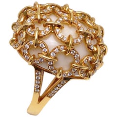 Zorab 18kt Rose Gold Ring with 22.35ct, Oval Cabochon Opal & .72ct, Diamond Ring