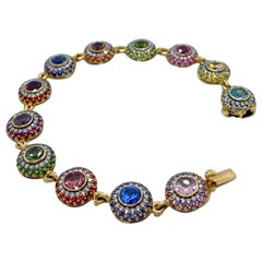 Zorab 18Kt YG Bracelet with Diamonds, Multicolored Sapphires and Semi Precious