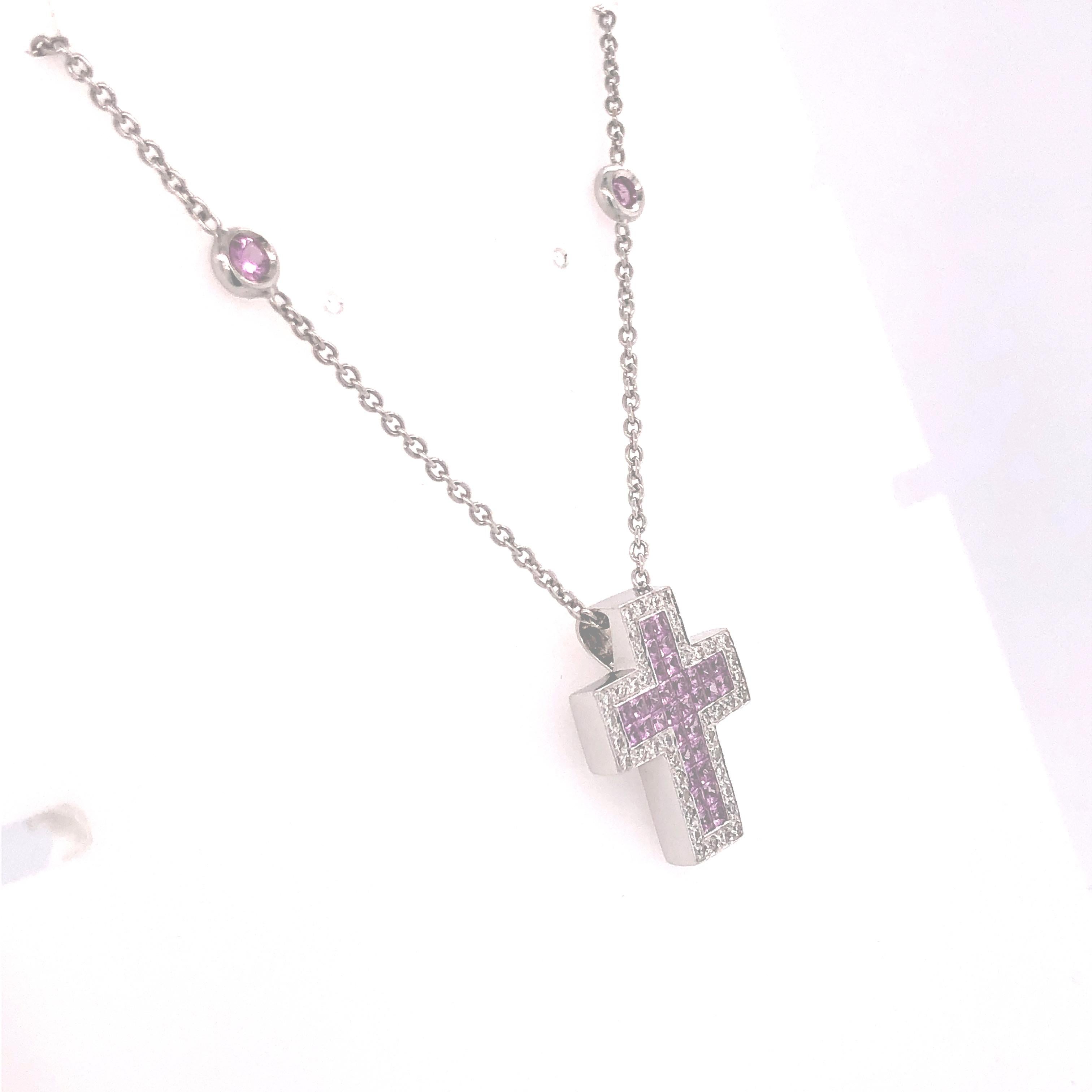 pink diamond cross necklace