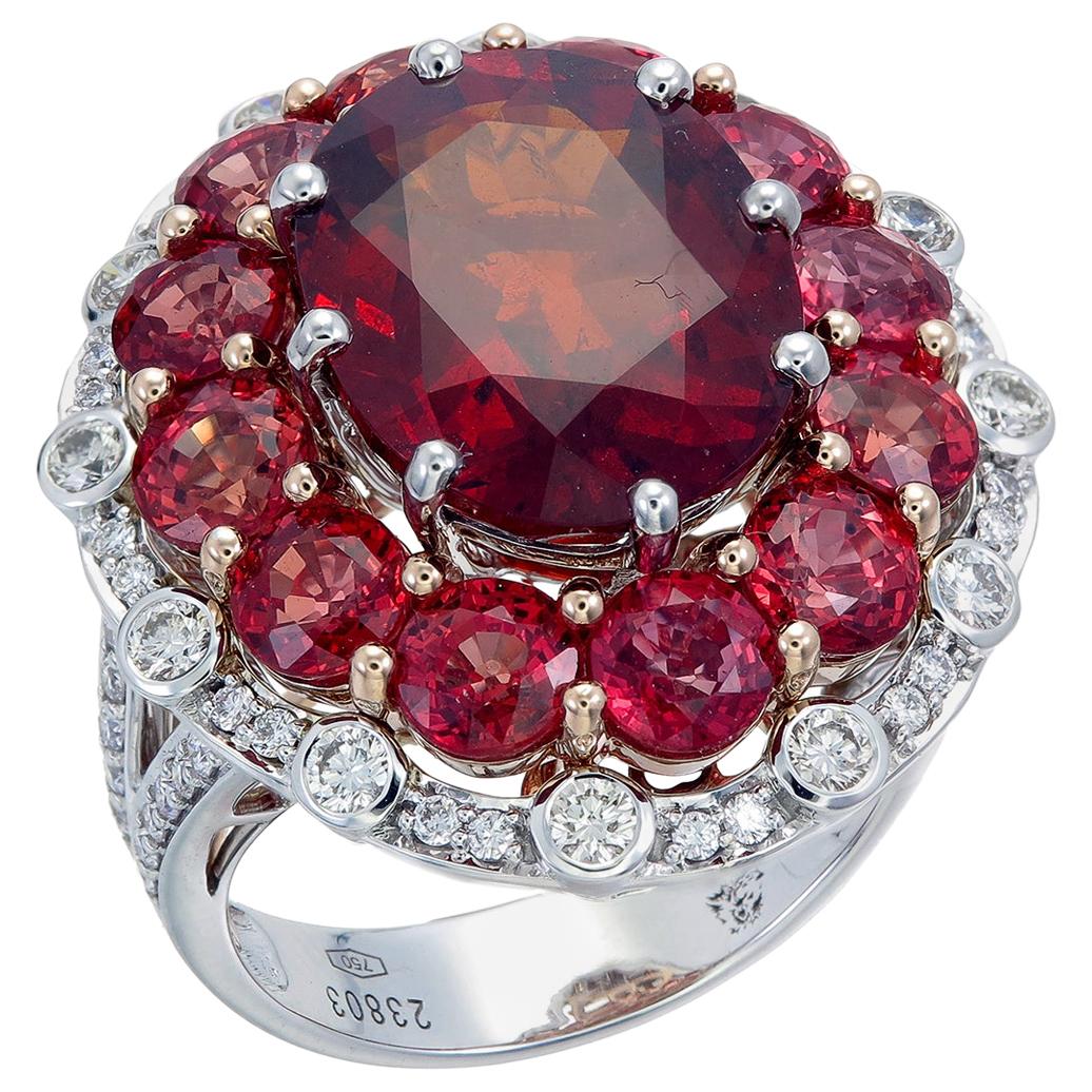 Zorab Creation 11.30 Carat Spessartite Garnet Rouge Succulent Ring For Sale
