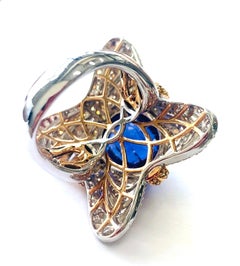 Zorab Creation 12.80 Carat Tanzanite and Diamond Floating Pillow Ring