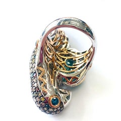 Zorab Creation 13,13 Karat natürlicher blauer Zirkon Vogel des Paradieses Ring