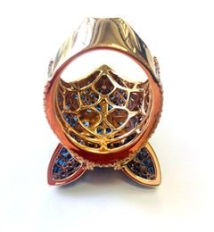 Zorab Creation 39.05 Carat Blue Sapphhire and Diamond Blue Bear Ring