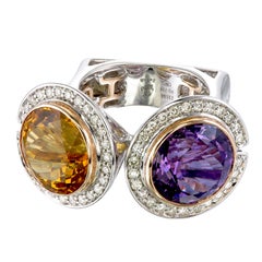 Zorab Creation Amethyst and Citrine Couple Mignone Ring