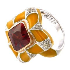 Zorab Creation-Arabian Pillow A 7.80-Carat Spessartite and Diamond Enamel Ring