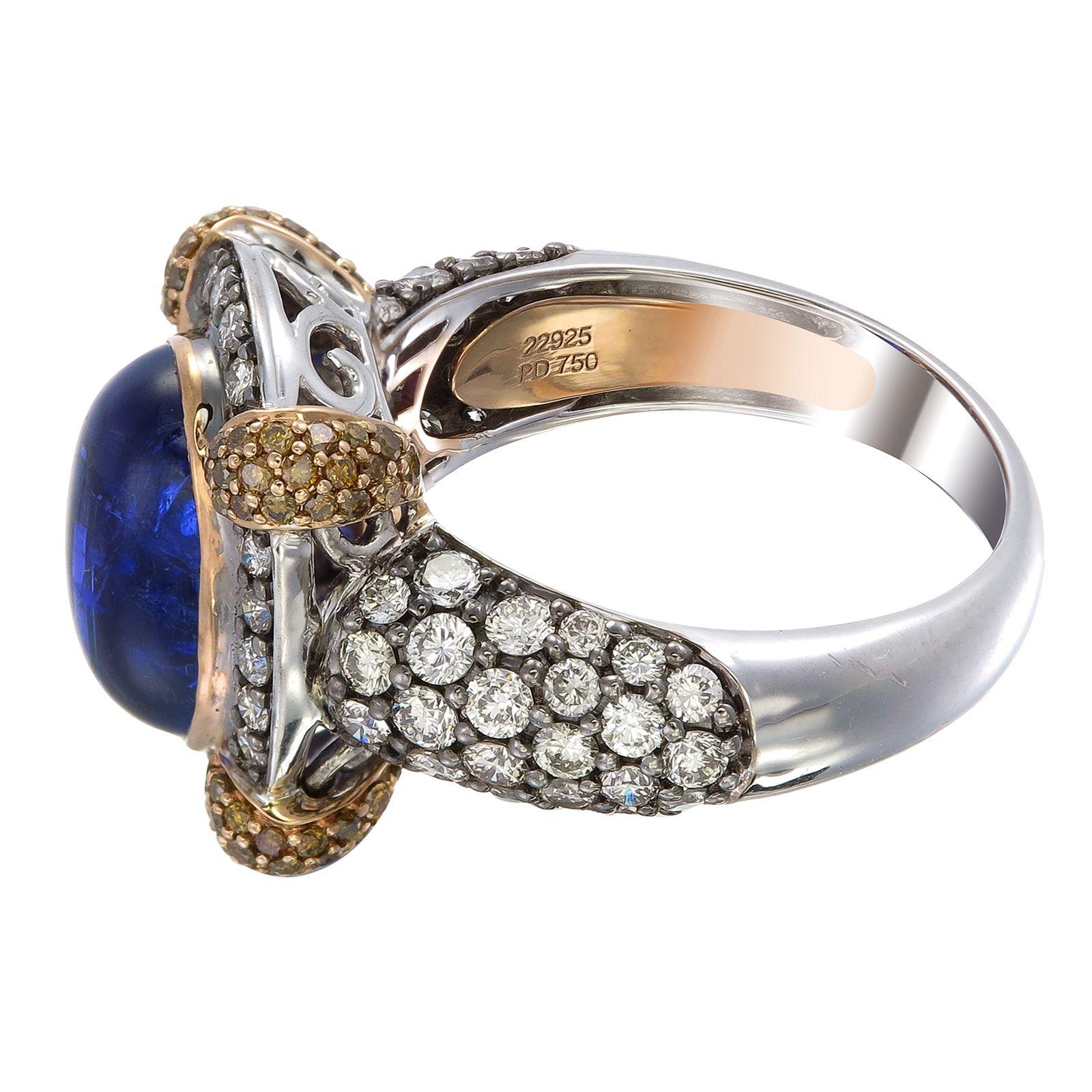 Zorab Creation-Bleu Royal 6,81 Karat Tansanit und ausgefallener Diamantring (Art nouveau) im Angebot