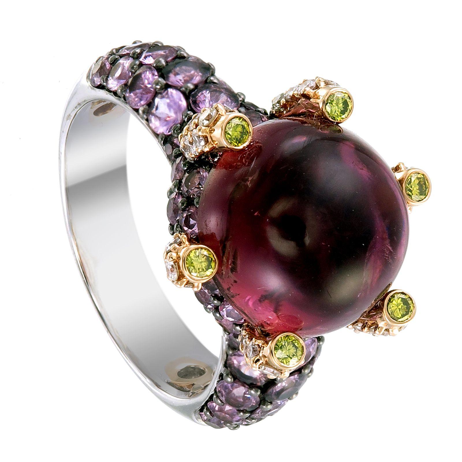 Zorab Creation-Boule Mystérieuse Diamant und 10,40 Karat rosa Turmalin Ring (Art déco) im Angebot