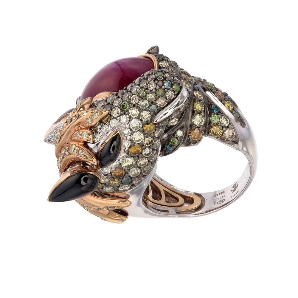 Cabochon Zorab Creation Dazzling Equestrian Elegance Ring  with 18.76 carat Ruby  For Sale