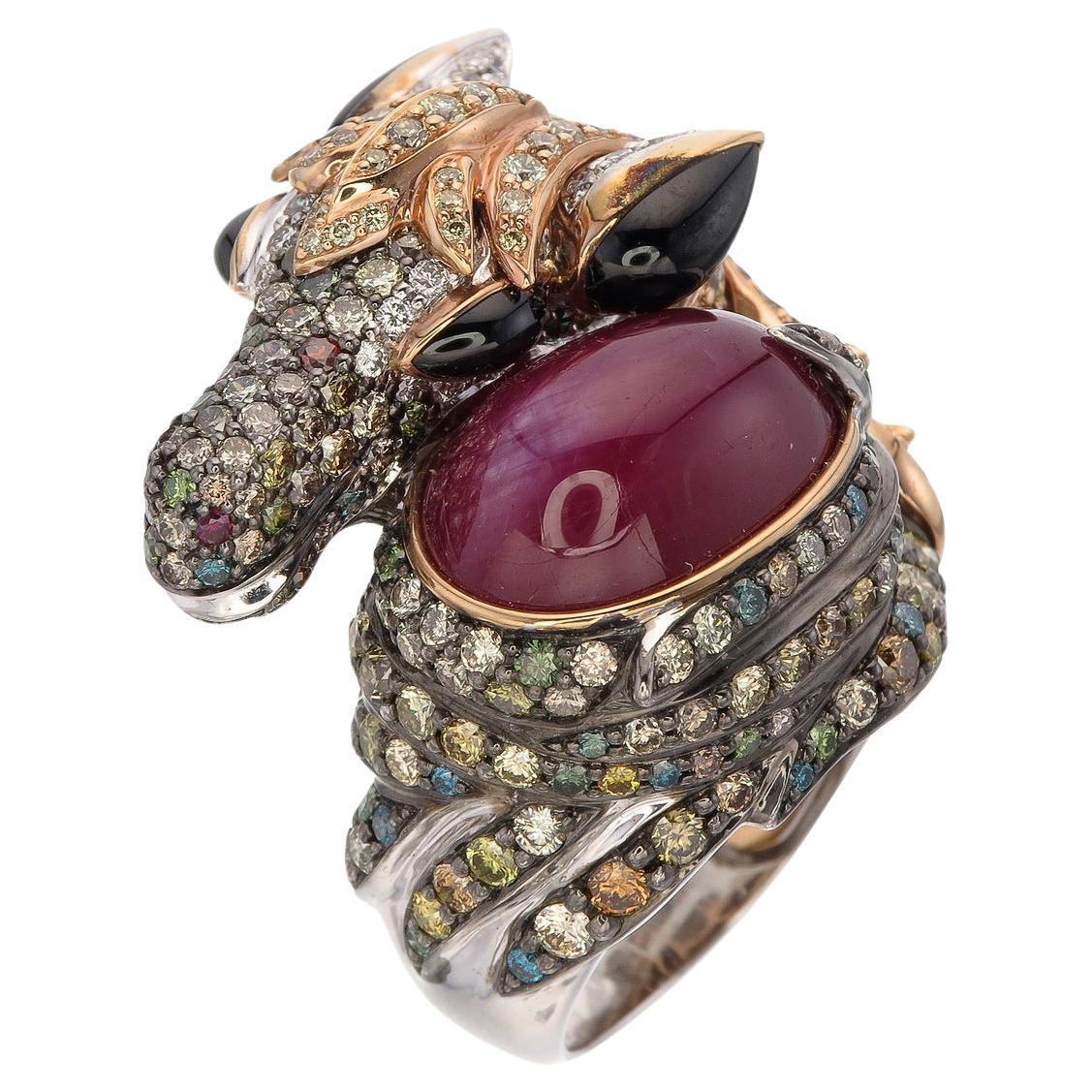 Zorab Creation Dazzling Equestrian Elegance Ring  with 18.76 carat Ruby  For Sale