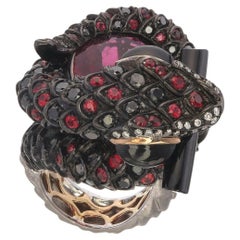 Zorab Creation Elegance Meets Serpent Embraced in 22.38 Carat Rubellite Ring 