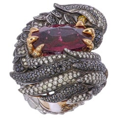 Zorab Creation Enigmatic Eagle Ring Holding a 21.83-Ct Rubellite in its claws