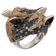 Zorab Creation Exquisite Two Faced Horse Ring in 10.22 Carats Of Fancy Diamonds