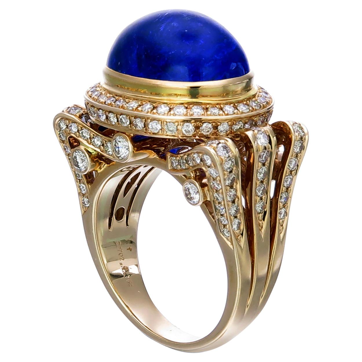 Zorab Kreation-Liquid Blue 14.30 Karat Tansanit und Diamant-Ring