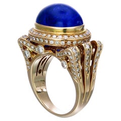 Zorab Creation Bague bleu liquide en tanzanite et diamant de 14,30 carats